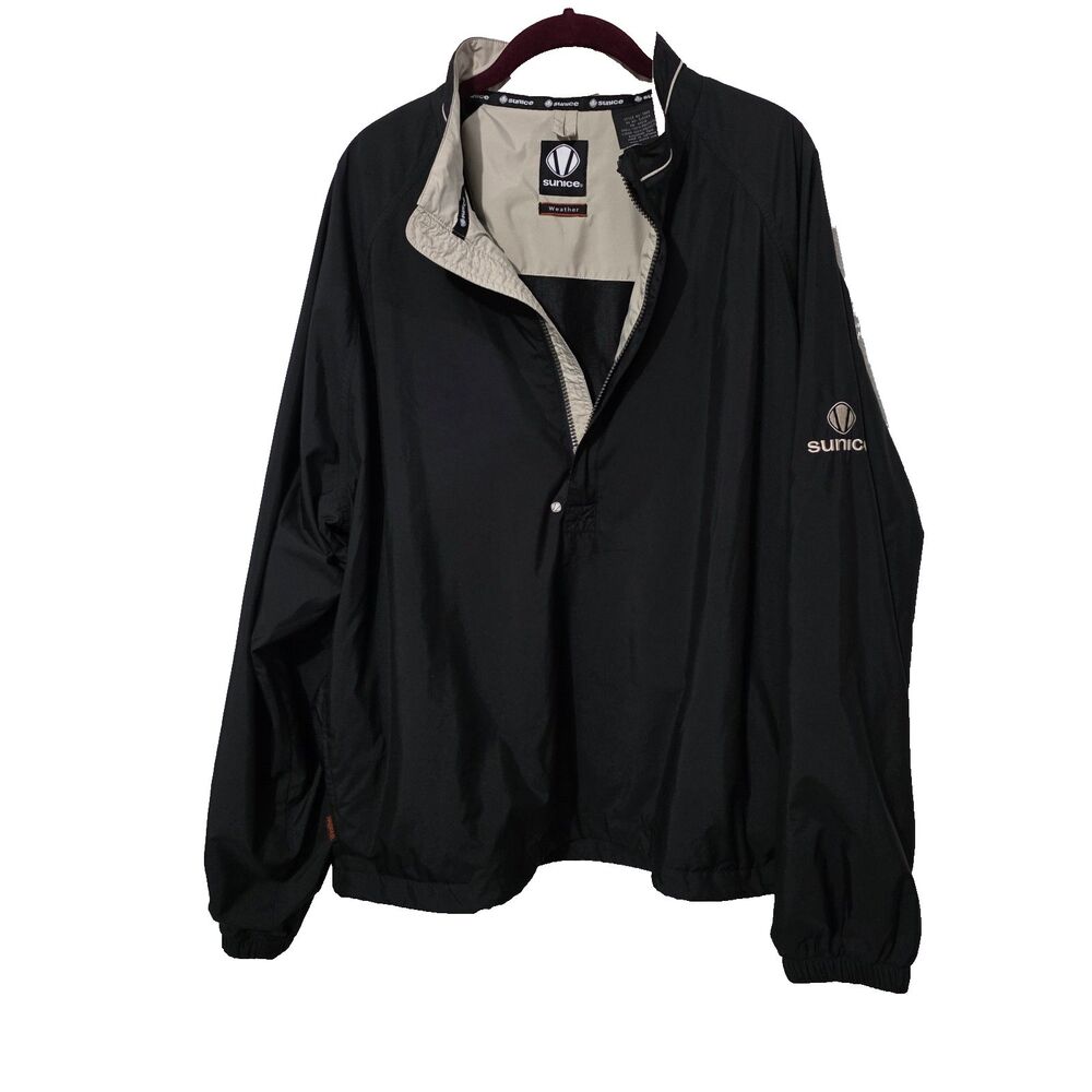 Sunice Weather Light Weight Windbreaker 1/2 Zip Black Golf Jacket L